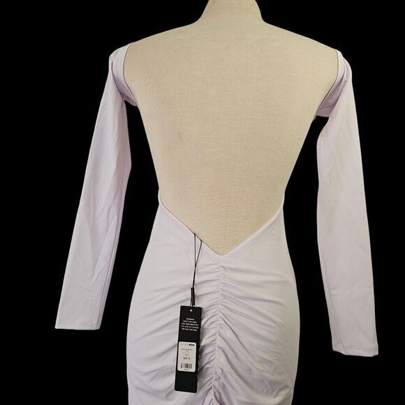 Fashion Nova Monaco Backless Midi Dress Size S White Bodycon Long Sleeve NWT - Picture 8 of 13